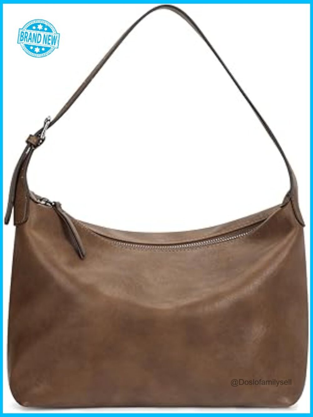 Genuine Leather Hobo Bag Slouchy Shoulder Crossbody Purse with Adjustable Strap